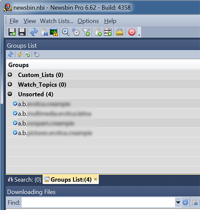 Groups List Tab in Newsbin
